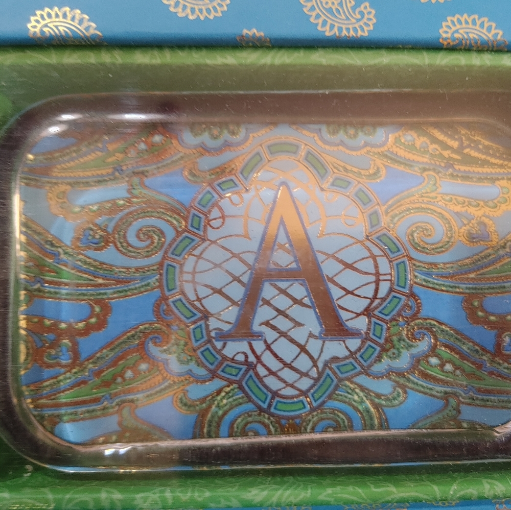 GLASS "A" PAPER WEIGHT.  NEW